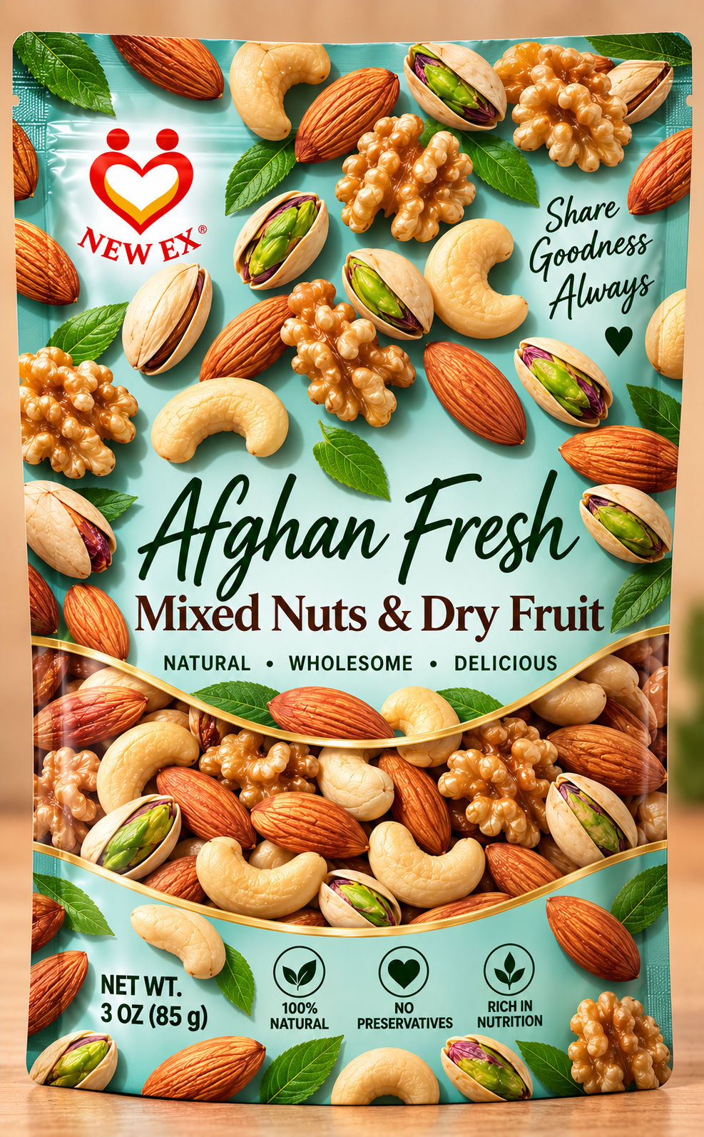 New Ex Afghan Fresh Mixed Nuts & Dry Fruit 85g
