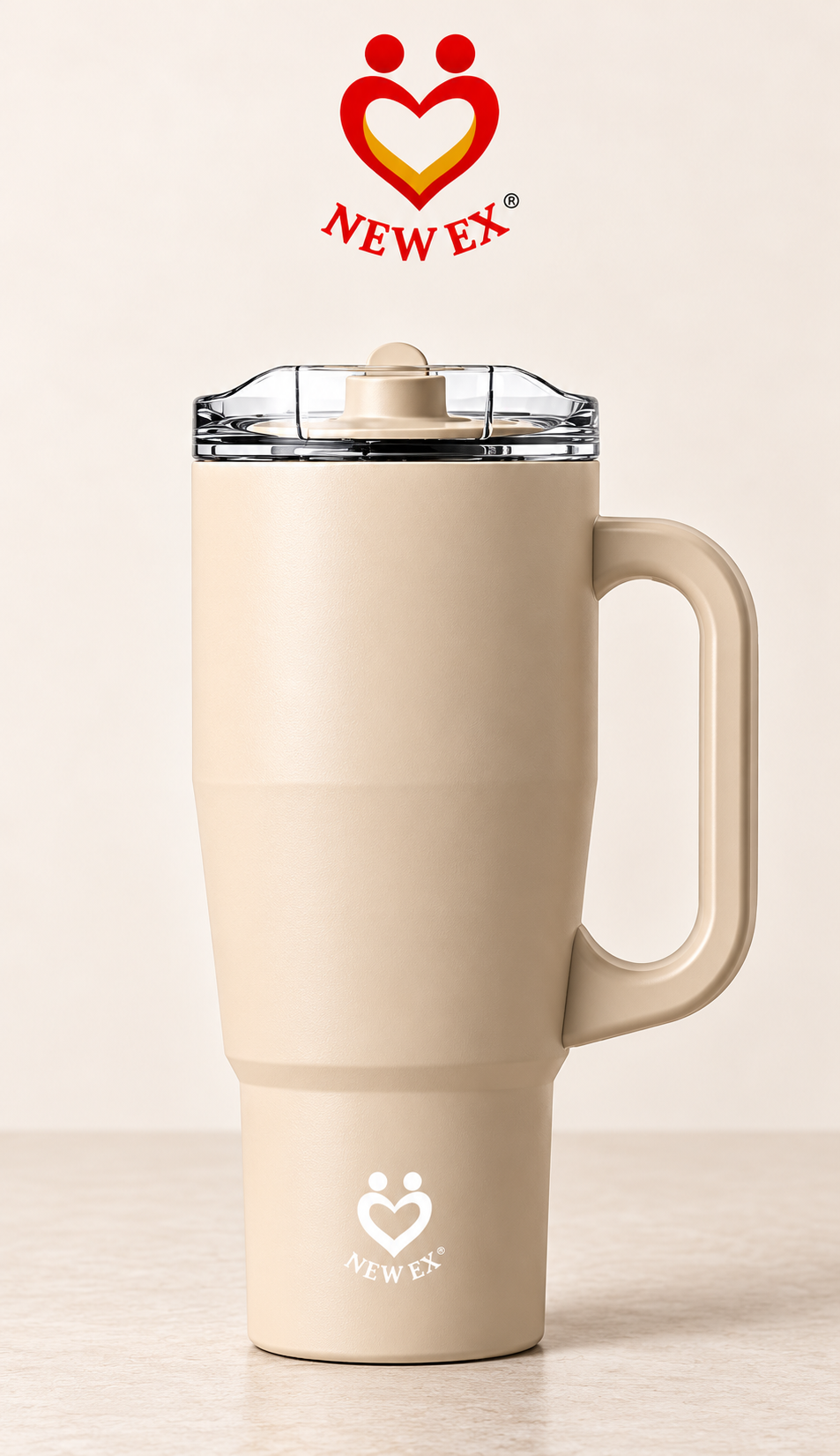New Ex Premium Beige Travel Sweat Frew Tumbler with Handle